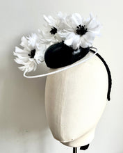Peyton - Black & White Leather & Feather Fascinator