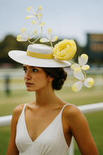 Alice - Yellow and White Boater Hat
