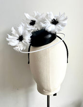Peyton - Black & White Leather & Feather Fascinator