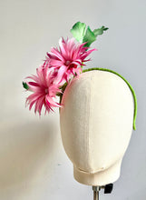 Shandi - Pink & Green Feather Fascinator