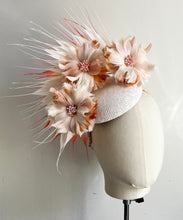 Shelli - Ivory & Coral Floral Fascinator