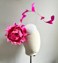 Harriet - Pink Floral Feather Fascinator