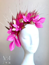 Georgie - Pink & Gold Leather Fascinator - MM303