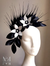 Georgie - Black & White Leather Fascinator - MM306