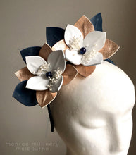 Celia - Navy, Rose Gold & White Fascinator - MM314
