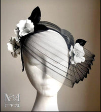 Mia - Black & White Leather Fascinator
