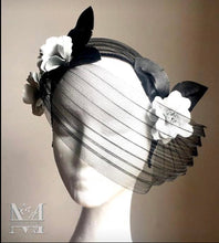 Mia - Black & White Leather Fascinator
