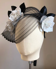 Chloe - Black and White Leather Fascinator - MM486