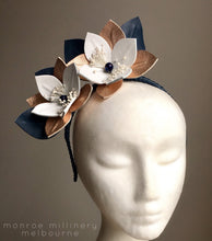 Celia - Navy, Rose Gold & White Fascinator - MM314