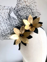 Adelaide - Black & Gold leather Fascinator