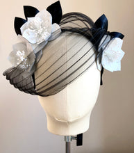 Chloe - Black and White Leather Fascinator - MM486