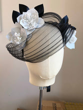 Chloe - Black and White Leather Fascinator - MM486